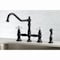 Kingston Brass KS3270PXBS Restoration 8" Bridge Kitchen Faucet W/ Sprayer, Matte Black KS3270PXBS - alternate 6
